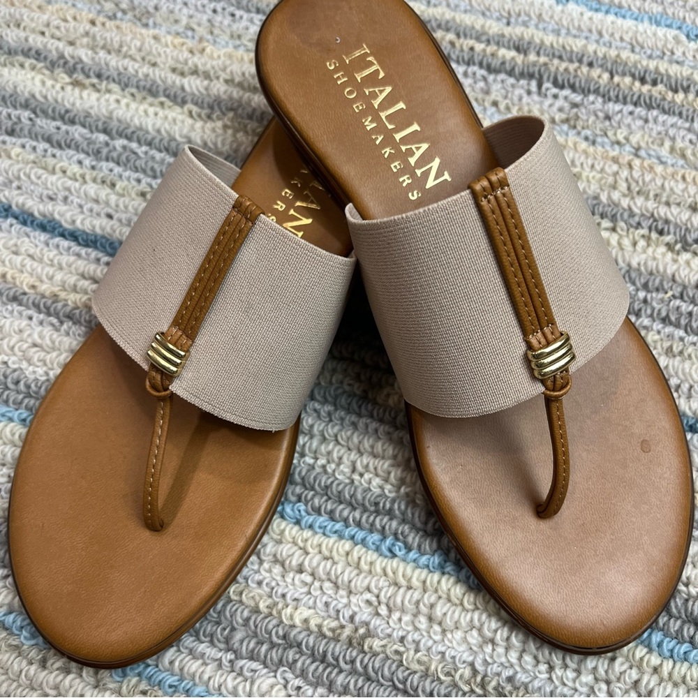 Italian Shoemakers Tan/Brown Thong Sandals